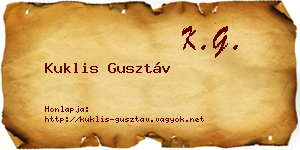 Kuklis Gusztáv névjegykártya
