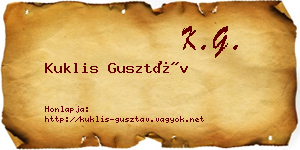 Kuklis Gusztáv névjegykártya
